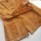 1970s Beautiful Rich Caramel Soft Suede & Leather Jacket - Hourglass Fit with Matching Belt - Leather Features - Feminine Curved Tailoring