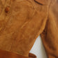 1970s Beautiful Rich Caramel Soft Suede & Leather Jacket - Hourglass Fit with Matching Belt - Leather Features - Feminine Curved Tailoring