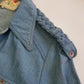 1970s Braided Cowgirl Aged Denim Shirt - Perfectly Faded Light Blue - Braided Feature Shoulders - Perfect Tailoring