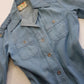 1970s Braided Cowgirl Aged Denim Shirt - Perfectly Faded Light Blue - Braided Feature Shoulders - Perfect Tailoring