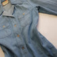 1970s Braided Cowgirl Aged Denim Shirt - Perfectly Faded Light Blue - Braided Feature Shoulders - Perfect Tailoring
