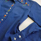 1970s Embroidered Cowgirl Denim Shirt in Inky Blue with Contrast Stitching - Vibrant Hand Embroidered Feature Panels - Perfect Tailoring