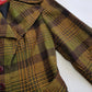 1970s Couture Tailoring Plaid Wool Coat - Absolute Perfection - Very Vivienne Westwood Style- Olive Green Mustard Tones - Stiff Collar & Beautifully Cut Pockets