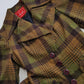 1970s Couture Tailoring Plaid Wool Coat - Absolute Perfection - Very Vivienne Westwood Style- Olive Green Mustard Tones - Stiff Collar & Beautifully Cut Pockets