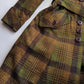 1970s Couture Tailoring Plaid Wool Coat - Absolute Perfection - Very Vivienne Westwood Style- Olive Green Mustard Tones - Stiff Collar & Beautifully Cut Pockets
