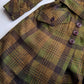 1970s Couture Tailoring Plaid Wool Coat - Absolute Perfection - Very Vivienne Westwood Style- Olive Green Mustard Tones - Stiff Collar & Beautifully Cut Pockets