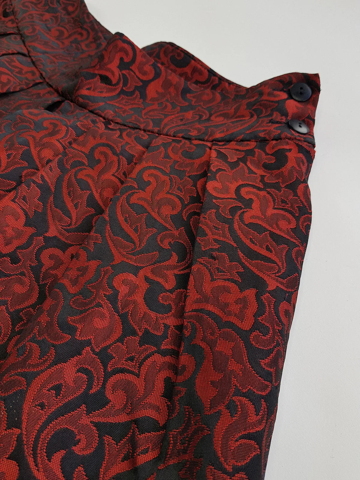 Italian Vintage Romantic Gothic Deep Red Brocade Skirt (1 Piece of a matching set)