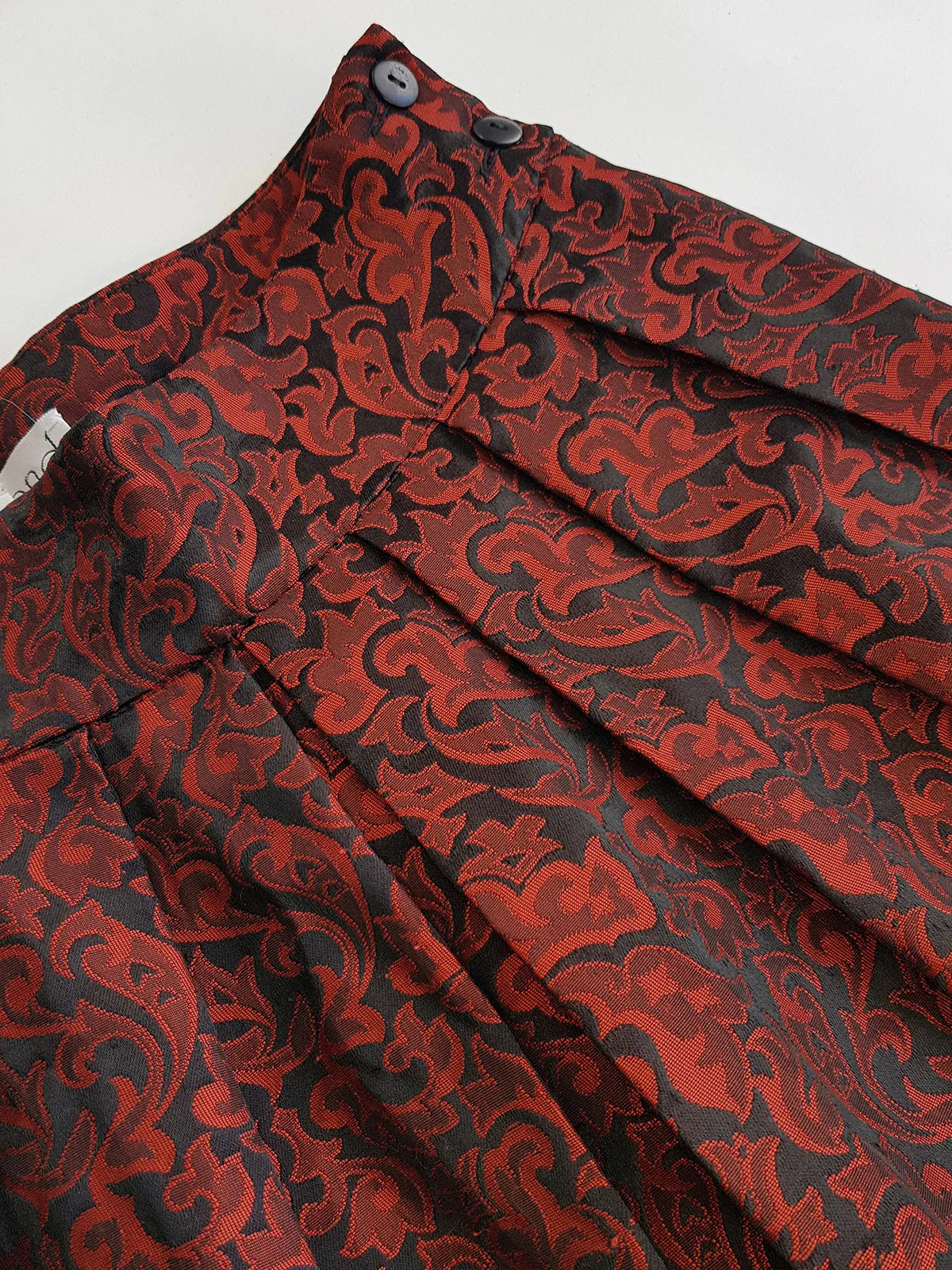 Italian Vintage Romantic Gothic Deep Red Brocade Skirt (1 Piece of a matching set)