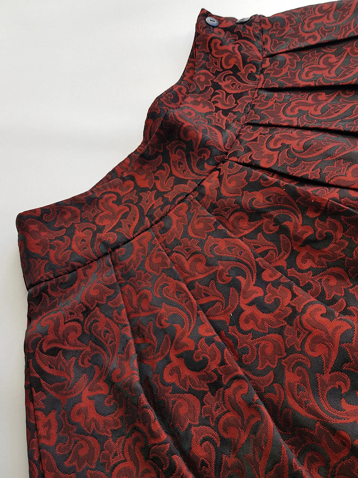 Italian Vintage Romantic Gothic Deep Red Brocade Skirt (1 Piece of a matching set)