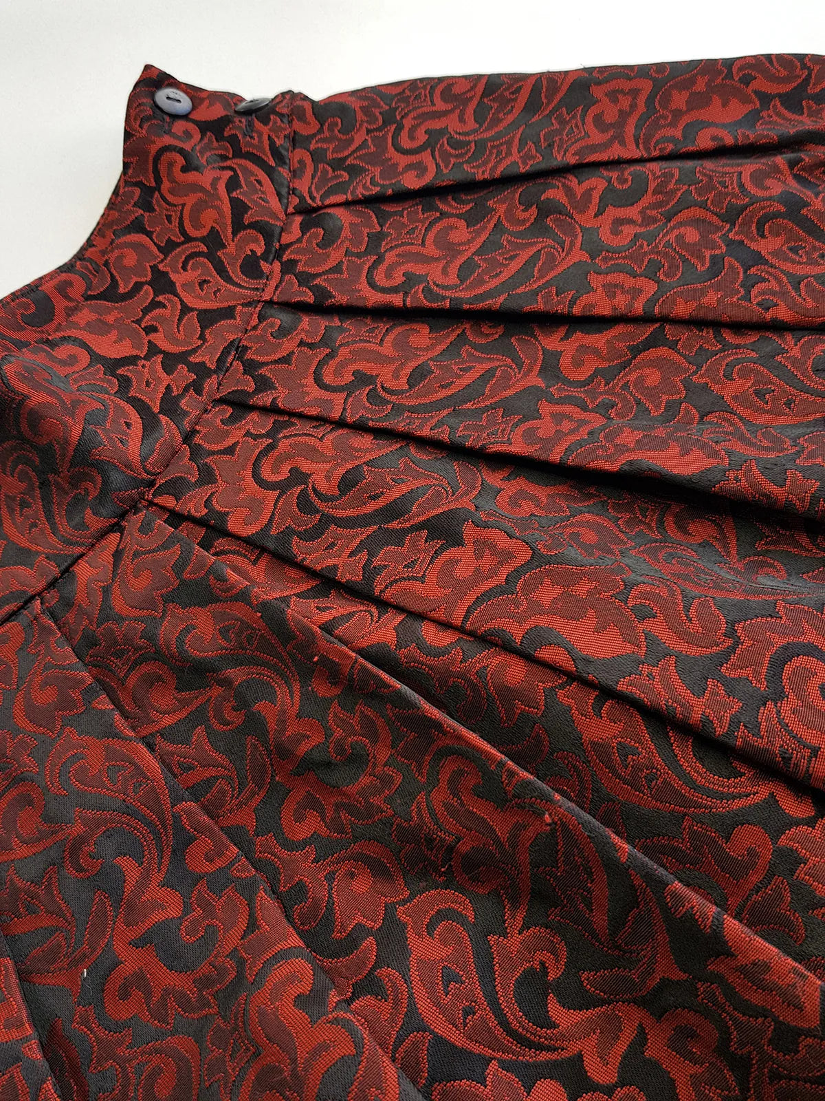 Italian Vintage Romantic Gothic Deep Red Brocade Skirt (1 Piece of a matching set)