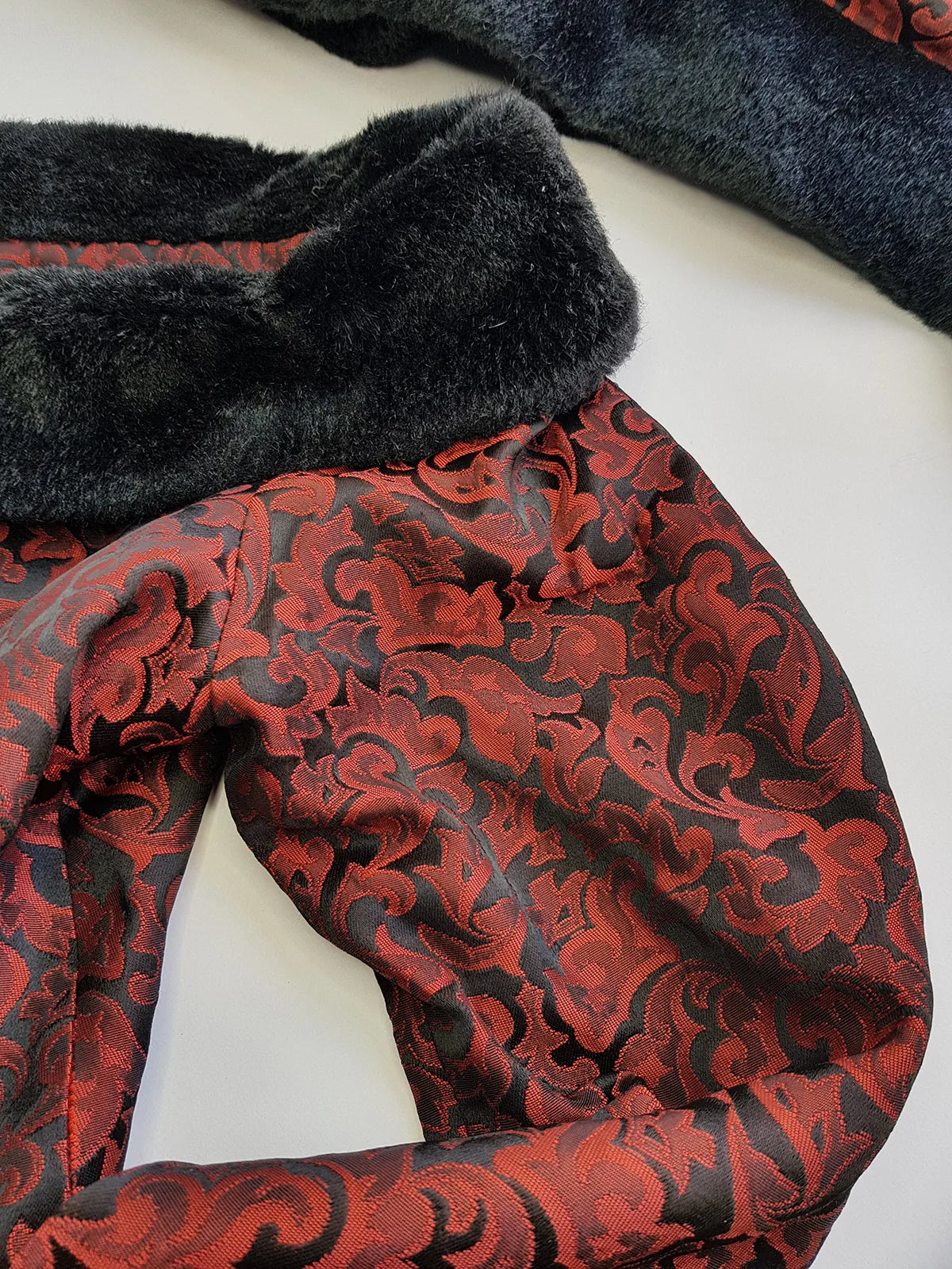 Italian Vintage Romantic Gothic Deep Red Brocade Jacket (1 Piece of a matching set)