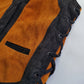 Vintage Aged & Worn Perfectly - Buttery Soft 100% Genuine Suede Motorcycle Vest - Black & Tobacco - Tie Lacing Features & Metal Hardware - Fully Lined - 1980s