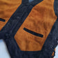 Vintage Aged & Worn Perfectly - Buttery Soft 100% Genuine Suede Motorcycle Vest - Black & Tobacco - Tie Lacing Features & Metal Hardware - Fully Lined - 1980s