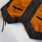 Vintage Aged & Worn Perfectly - Buttery Soft 100% Genuine Suede Motorcycle Vest - Black & Tobacco - Tie Lacing Features & Metal Hardware - Fully Lined - 1980s