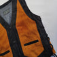 Vintage Aged & Worn Perfectly - Buttery Soft 100% Genuine Suede Motorcycle Vest - Black & Tobacco - Tie Lacing Features & Metal Hardware - Fully Lined - 1980s