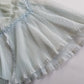 Ethereal 1950s Finely Pleated Cape in Soft Baby Blue & White - Very Faint Tie Dye Effect - Lace & Ribbon