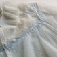 Ethereal 1950s Finely Pleated Cape in Soft Baby Blue & White - Very Faint Tie Dye Effect - Lace & Ribbon