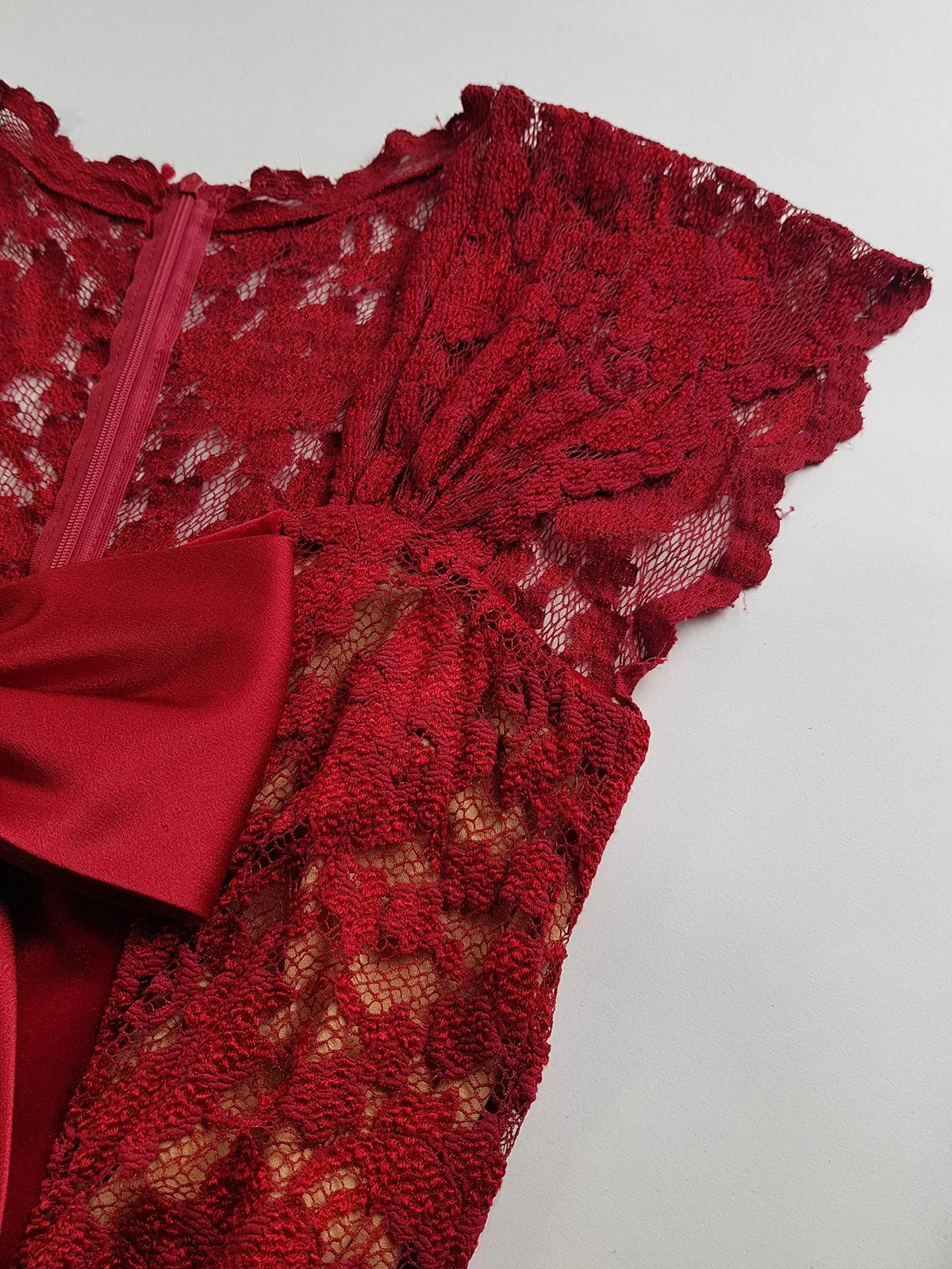 1990s Romantic Ruby Red Designer Vintage Lace & Velvet Dress - Knockout for Evening & The Perfect Dinner Date - Unbelievably Gorgeous