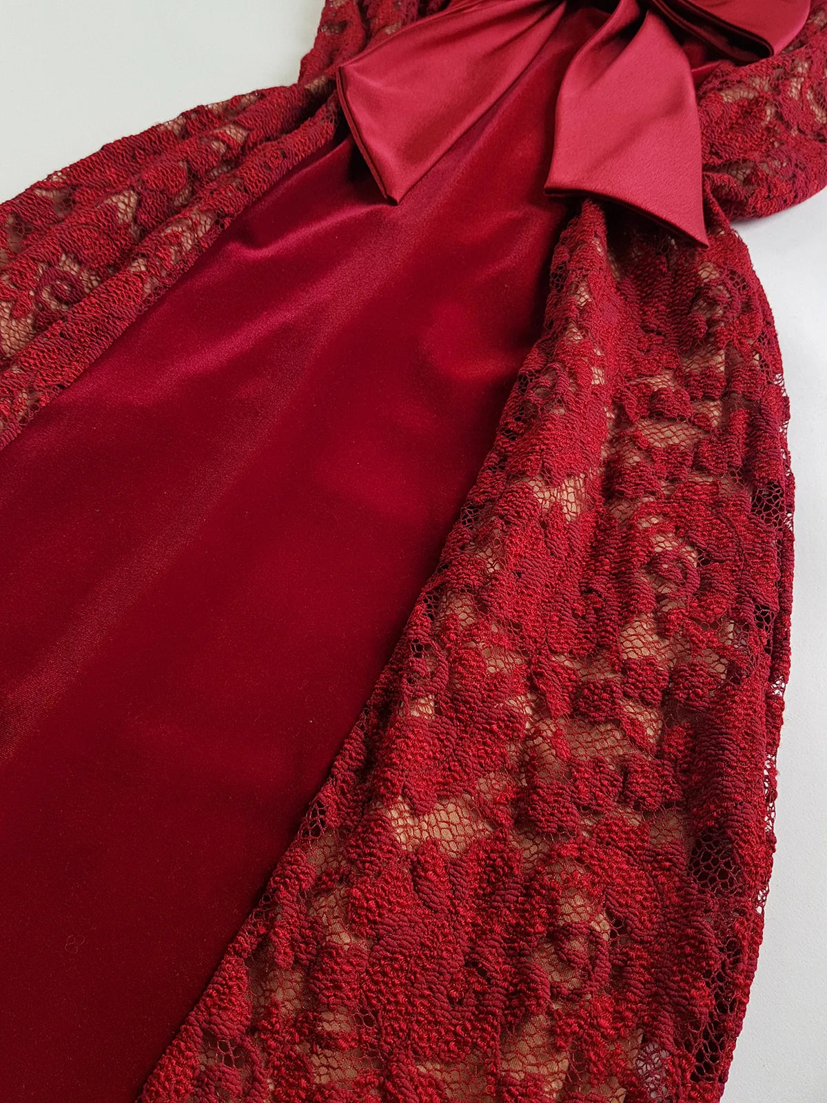 1990s Romantic Ruby Red Designer Vintage Lace & Velvet Dress - Knockout for Evening & The Perfect Dinner Date - Unbelievably Gorgeous