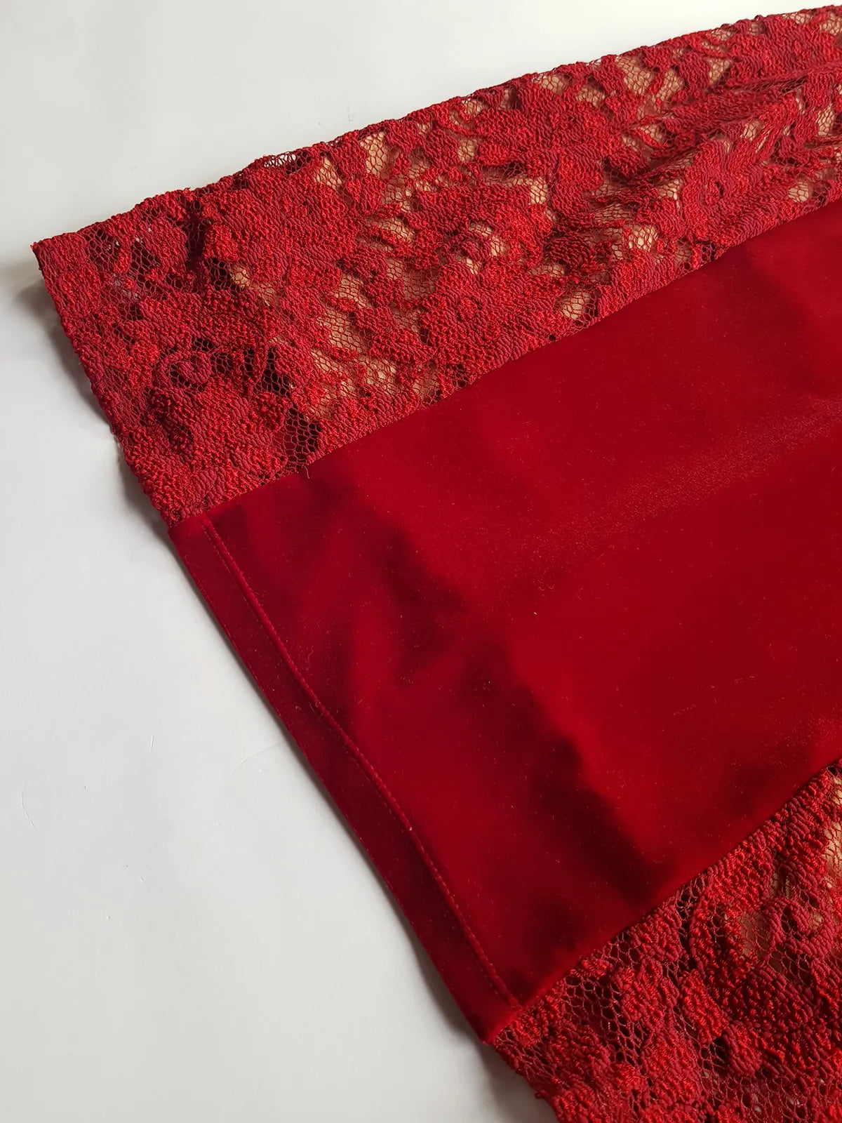 1990s Romantic Ruby Red Designer Vintage Lace & Velvet Dress - Knockout for Evening & The Perfect Dinner Date - Unbelievably Gorgeous