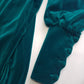 Unbelievable 1920s Peacock Green Bridal Quality Velvet Floor Length Opera Coat - Romantic Sleeves - Ornate Pearl Buckle & Bow - Unworn Condition