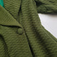 1950s Vintage Wool Hourglass Coat in Incredible Olive Green & Ornate Lapel Brooch - Knee Length - Immaculate Tailoring - Emerald Green Lining