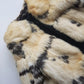 1960s Italian Vintage Rabbit Coat - Suede Features- Super Plush & Soft - Caramel Cream & Dusky Grey Colours