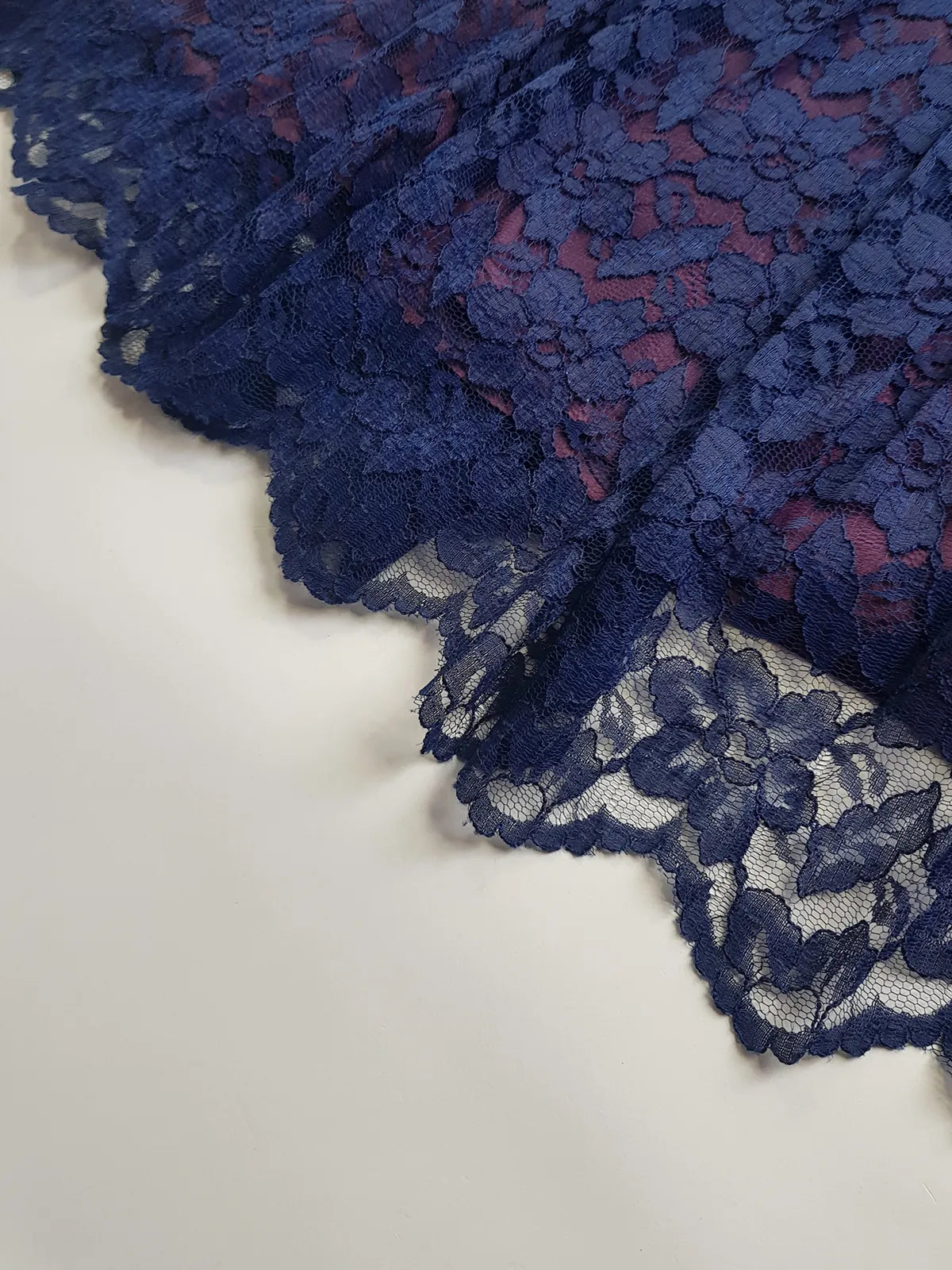 1950s Vintage Scalloped Neckline Midnight Blue Lace Dress - Flared Skirt & Gorgeous Lace Hemline - Immaculate Tailoring - Fully Lined