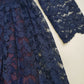 1950s Vintage Scalloped Neckline Midnight Blue Lace Dress - Flared Skirt & Gorgeous Lace Hemline - Immaculate Tailoring - Fully Lined