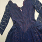 1950s Vintage Scalloped Neckline Midnight Blue Lace Dress - Flared Skirt & Gorgeous Lace Hemline - Immaculate Tailoring - Fully Lined