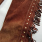 1970s Geniune Suede Cowgirl Tassel Chaps - Beautiful Soft Suede & Leather Tassel Chaps - Rich Tobacco Brown- Chunky Metal Zippers - Perfect Fit -  Iconic for a Costume