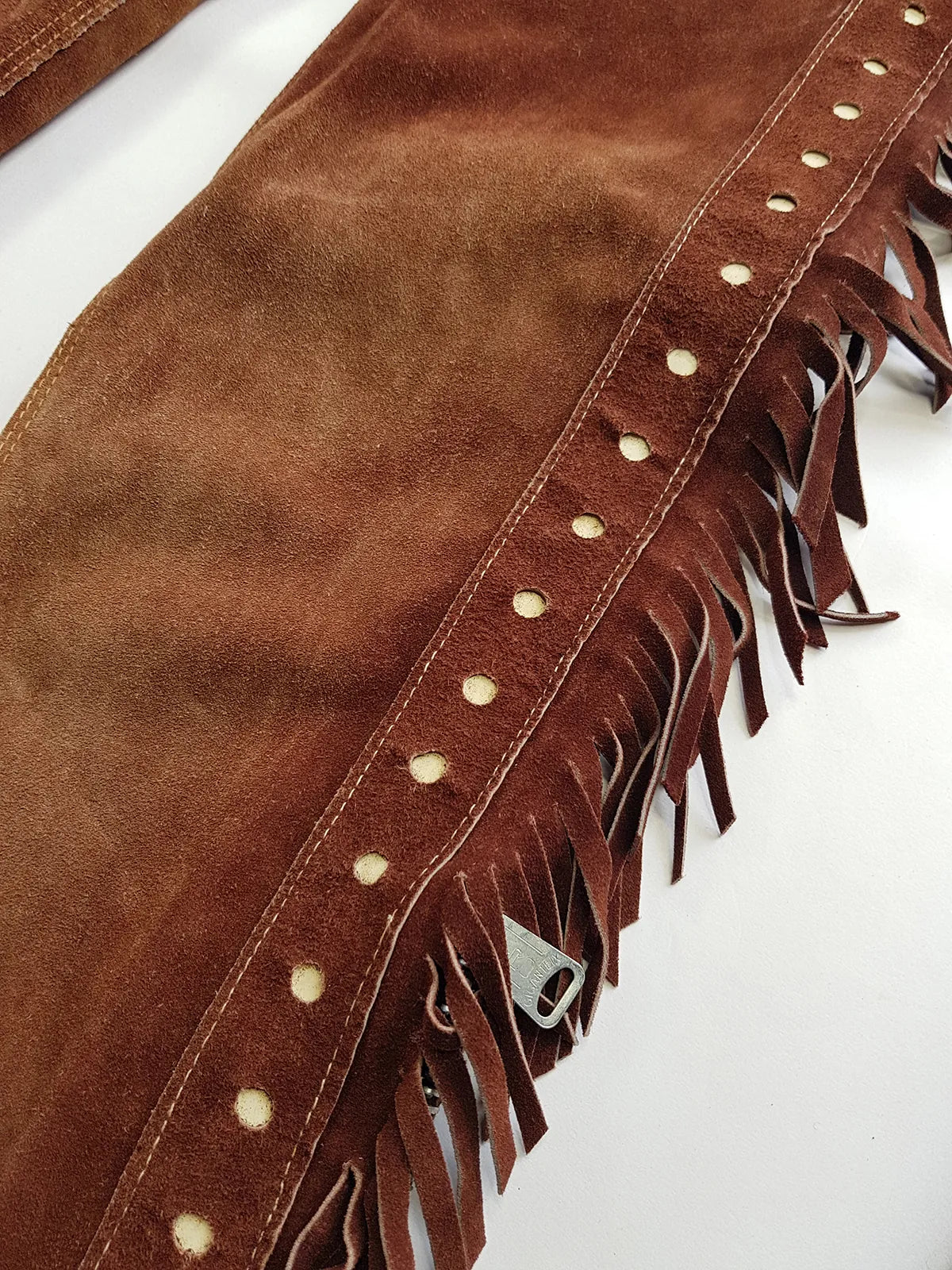 1970s Geniune Suede Cowgirl Tassel Chaps - Beautiful Soft Suede & Leather Tassel Chaps - Rich Tobacco Brown- Chunky Metal Zippers - Perfect Fit -  Iconic for a Costume