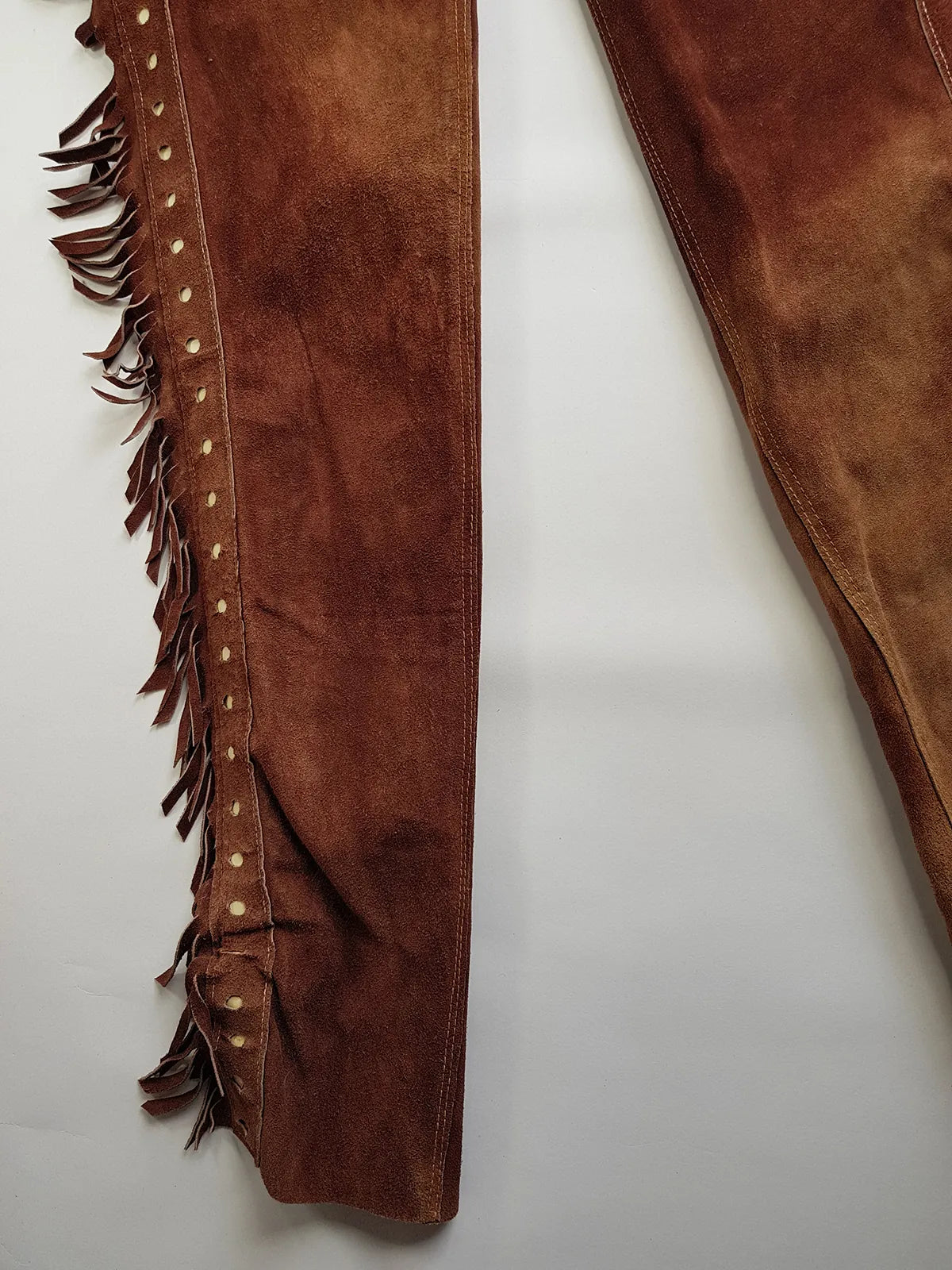 1970s Geniune Suede Cowgirl Tassel Chaps - Beautiful Soft Suede & Leather Tassel Chaps - Rich Tobacco Brown- Chunky Metal Zippers - Perfect Fit -  Iconic for a Costume