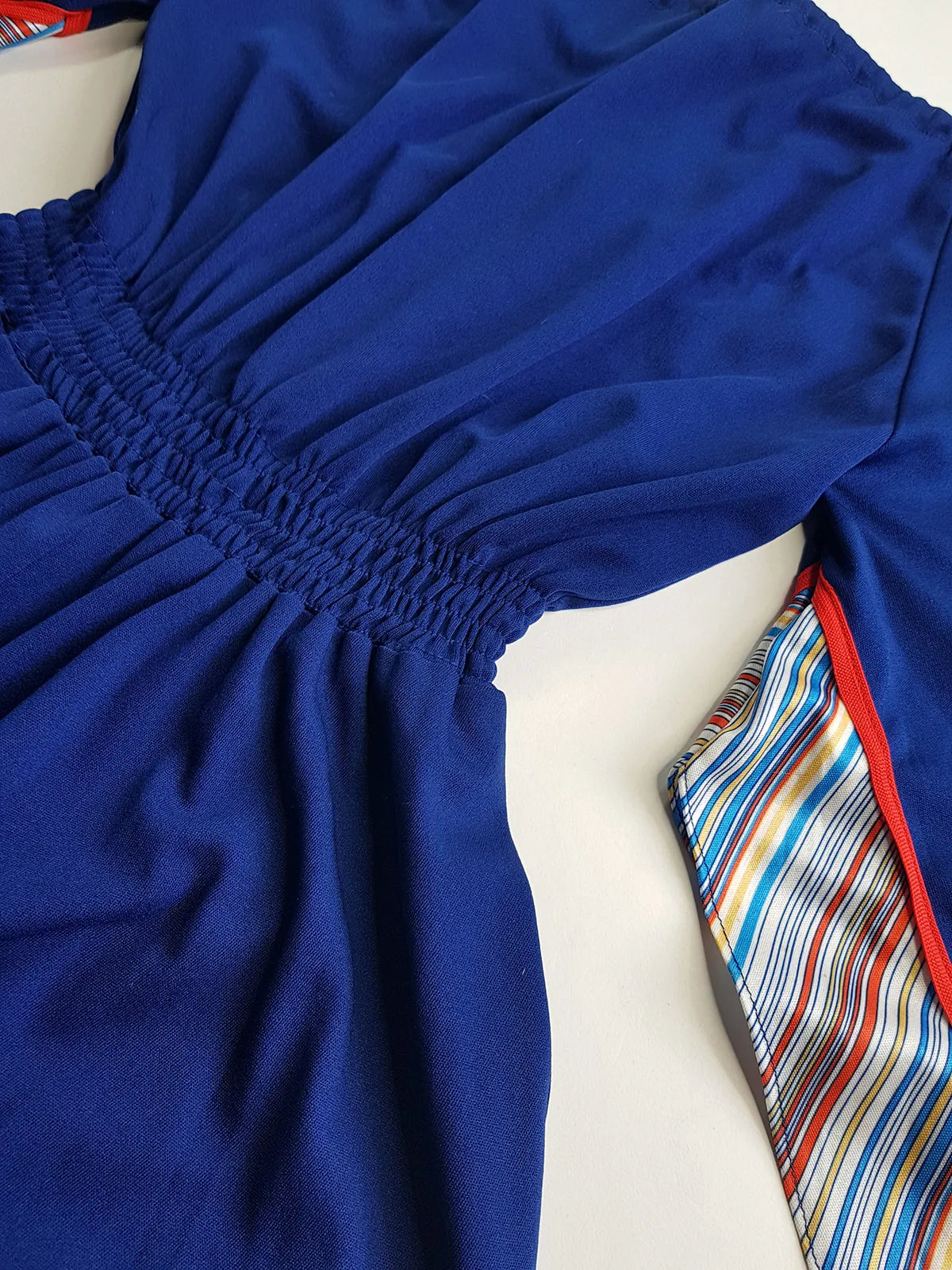 1970s Vintage Handkerchief Summertime Dress - Hourglass Waist - Off Shoulder & Knee Length - Absolutely Beautiful Asymmetrical Sleeves - Elastic Waist