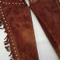 1970s Geniune Suede Cowgirl Tassel Chaps - Beautiful Soft Suede & Leather Tassel Chaps - Rich Tobacco Brown- Chunky Metal Zippers - Perfect Fit -  Iconic for a Costume