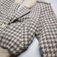 Houndstooth Vintage 1950s Cropped Bomber Jacket in Wool with Fur Collar - Structured Waist & Sleeves - Fully Lined