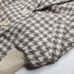 Houndstooth Vintage 1950s Cropped Bomber Jacket in Wool with Fur Collar - Structured Waist & Sleeves - Fully Lined