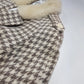 Houndstooth Vintage 1950s Cropped Bomber Jacket in Wool with Fur Collar - Structured Waist & Sleeves - Fully Lined