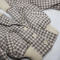 Houndstooth Vintage 1950s Cropped Bomber Jacket in Wool with Fur Collar - Structured Waist & Sleeves - Fully Lined