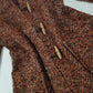 1950s Incredible Hooded Coat in Burnt Tobacco with Toggle Clasps - Fully Lined - Handmade Mohair Wool Knit