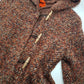 1950s Incredible Hooded Coat in Burnt Tobacco with Toggle Clasps - Fully Lined - Handmade Mohair Wool Knit