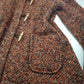 1950s Incredible Hooded Coat in Burnt Tobacco with Toggle Clasps - Fully Lined - Handmade Mohair Wool Knit