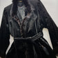 Vintage Italian Curly Lambskin & Mink Coat with Leather Features - Fur Edging & Cuffs - Belt with Fur Pom Poms