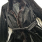 Vintage Italian Curly Lambskin & Mink Coat with Leather Features - Fur Edging & Cuffs - Belt with Fur Pom Poms