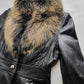 Vintage 2000s Black Leather & Ultra Plush Fox Fur Spy Coat - Super Buttery Soft - 100% genuine Leather & Fur Collar - Fully Lined