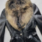 Vintage 2000s Black Leather & Ultra Plush Fox Fur Spy Coat - Super Buttery Soft - 100% genuine Leather & Fur Collar - Fully Lined