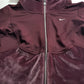 2000s Authentic Nike Velour Sexy Pilates Princess Vintage Hooded Purple Cropped Zip Jacket with Embroidery & Rhinestones