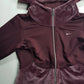 2000s Authentic Nike Velour Sexy Pilates Princess Vintage Hooded Purple Cropped Zip Jacket with Embroidery & Rhinestones