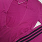 2000s Authentic Adidas Sexy Backless Pilates Princess Vintage Berry Pink Tailored Top with Gold Hardware & Black Striping