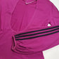 2000s Authentic Adidas Sexy Backless Pilates Princess Vintage Berry Pink Tailored Top with Gold Hardware & Black Striping